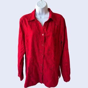 Sag Harbor L Y2K Women's Button-Down Shirt Red Regular